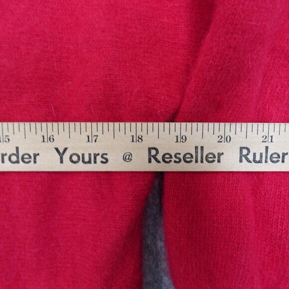 Vintage Andriano Fatigati Sweater Womens Large Lambswool Angora Embroidered Red - Picture 7 of 9